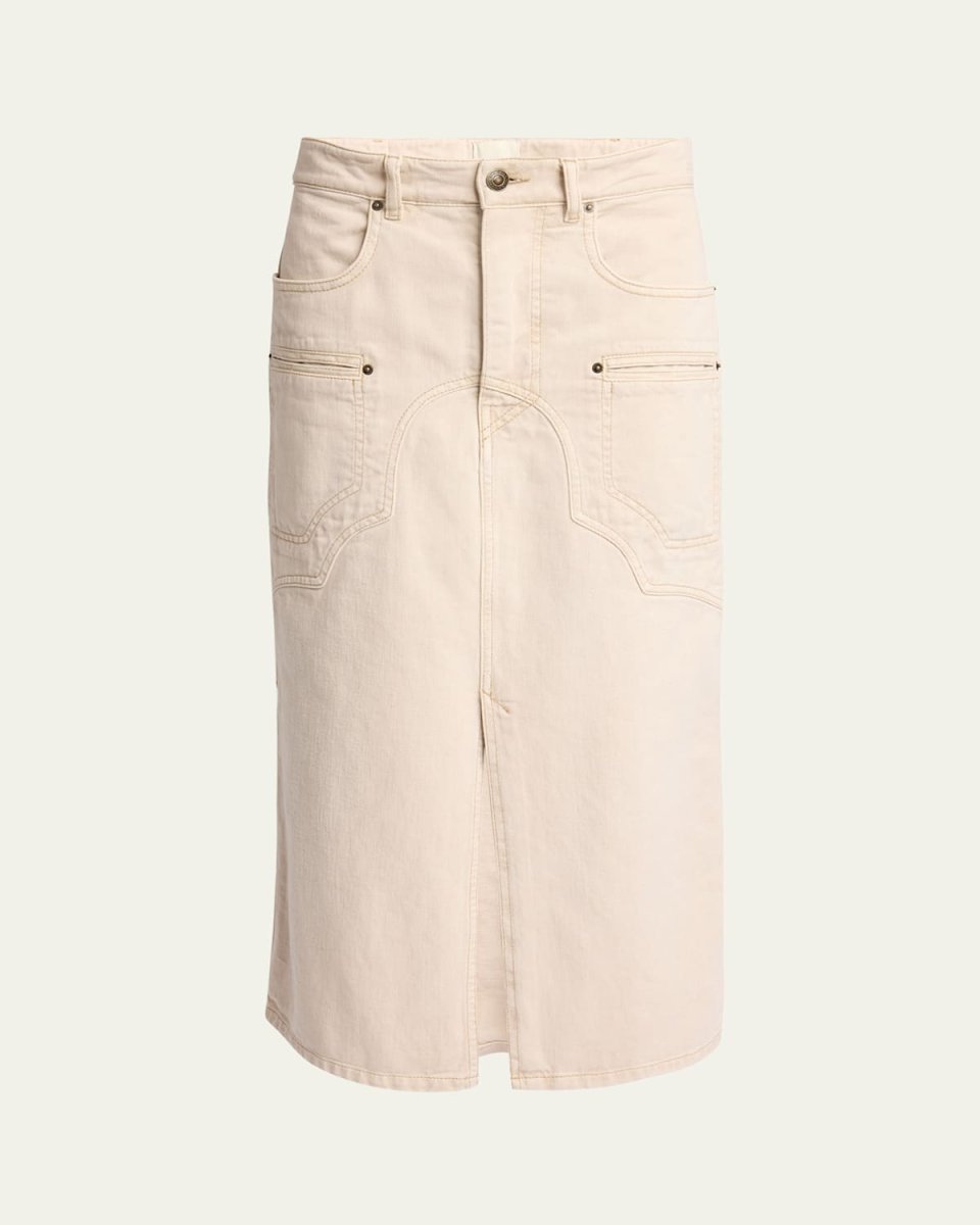 Britt Western Denim Slit Midi Skirt